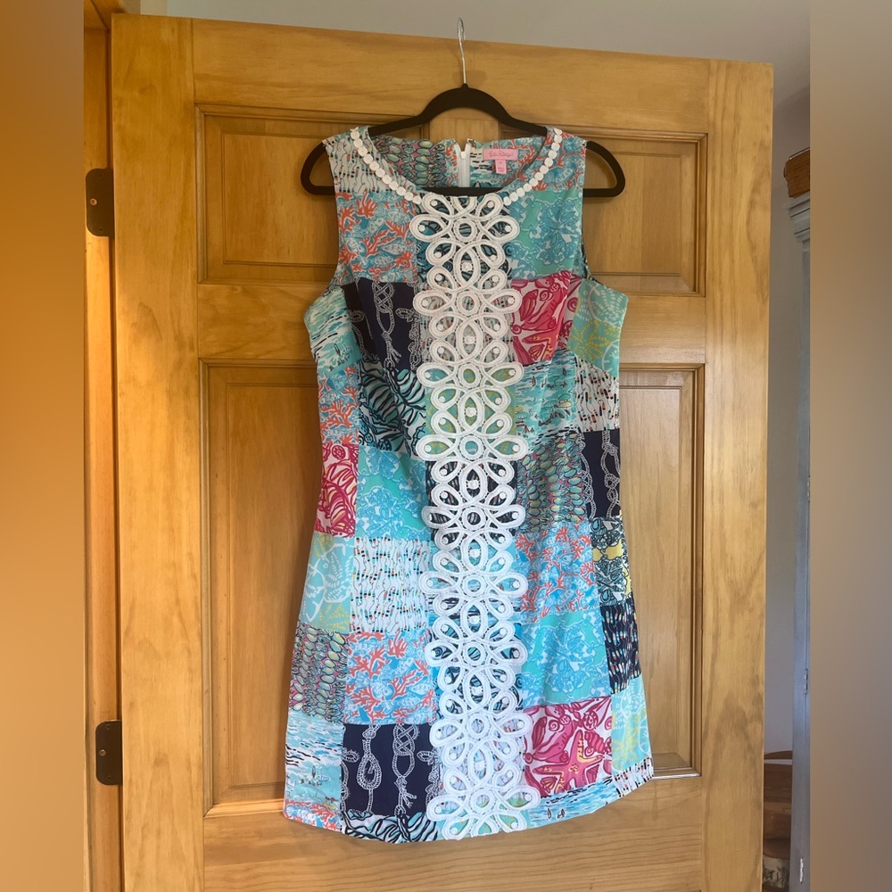 Lilly Pulitzer Sailor Patch Shift Dress with Lace